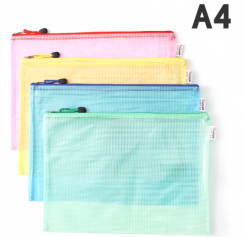 500pcs 5 Different Sizes PVC Waterproof Plastic Zipper Mesh File Bags