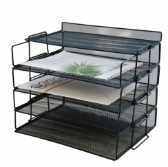 4 Tiers Detachable Metal Wire Mesh Iron Steel Desktop File Tray Sale with 3 Packs