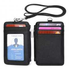 70 Packs ID Badge Holder With Neck Lanyard PU Leather ID Badge Wallet Case